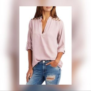 🆕 Taro Purple Crisscross Shoulder Detail Blouse